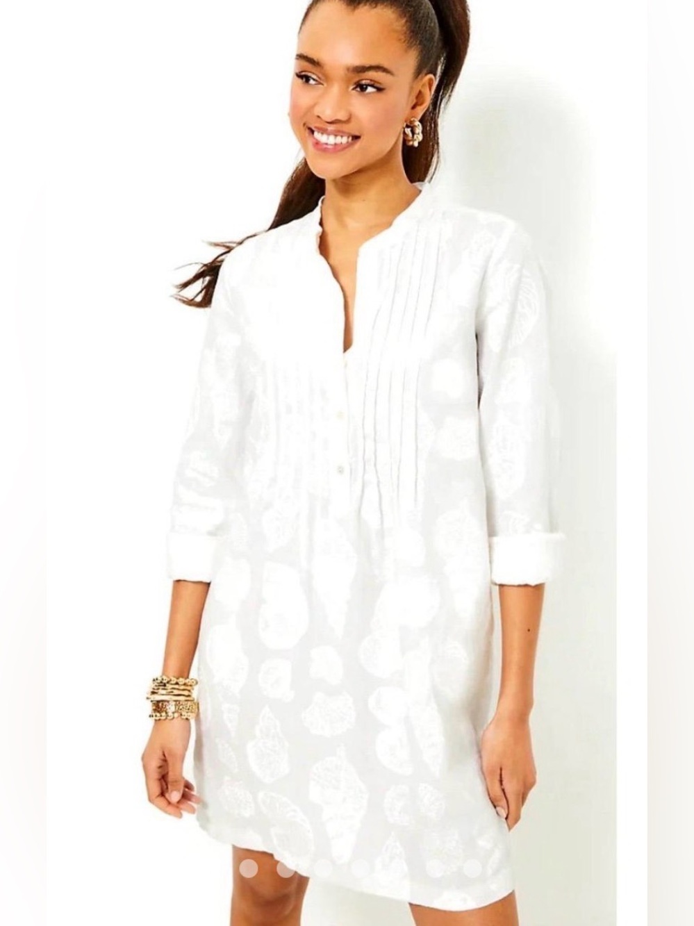 Like new Sz 10 Lilly Pulitzer Rhoda long sleeve popover linen dress